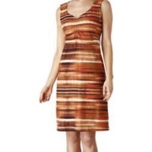 Prana Orange Striped Knee Length‎ Dress Size Small Stretchy Casual EUC